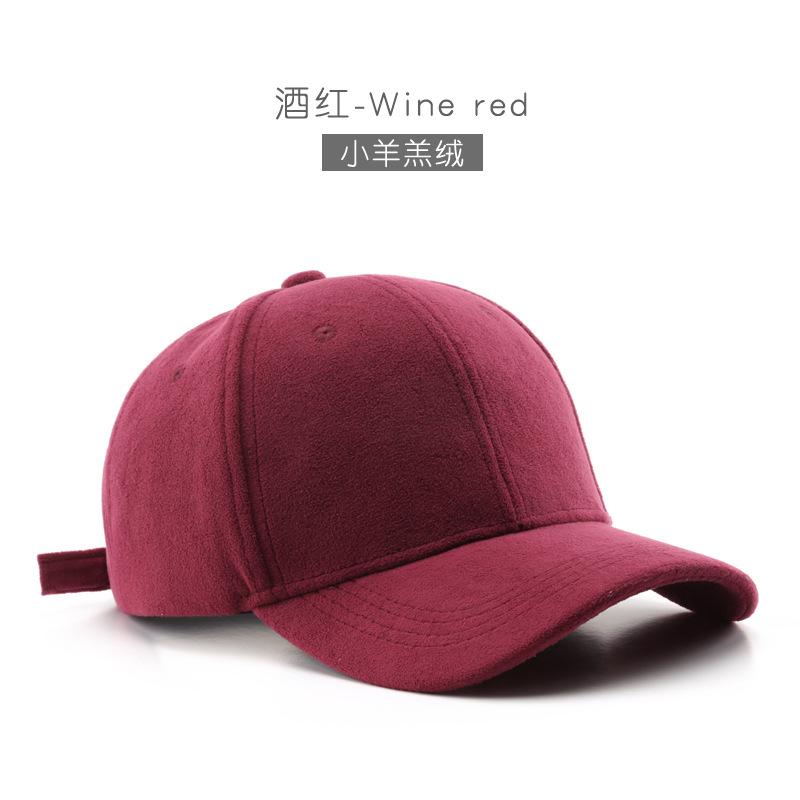 Шапка женская японская корейская версия зимняя теплая из овечьей шерсти однотонная кепка-таблетка для улицы спортивная модная мужская бейсболка