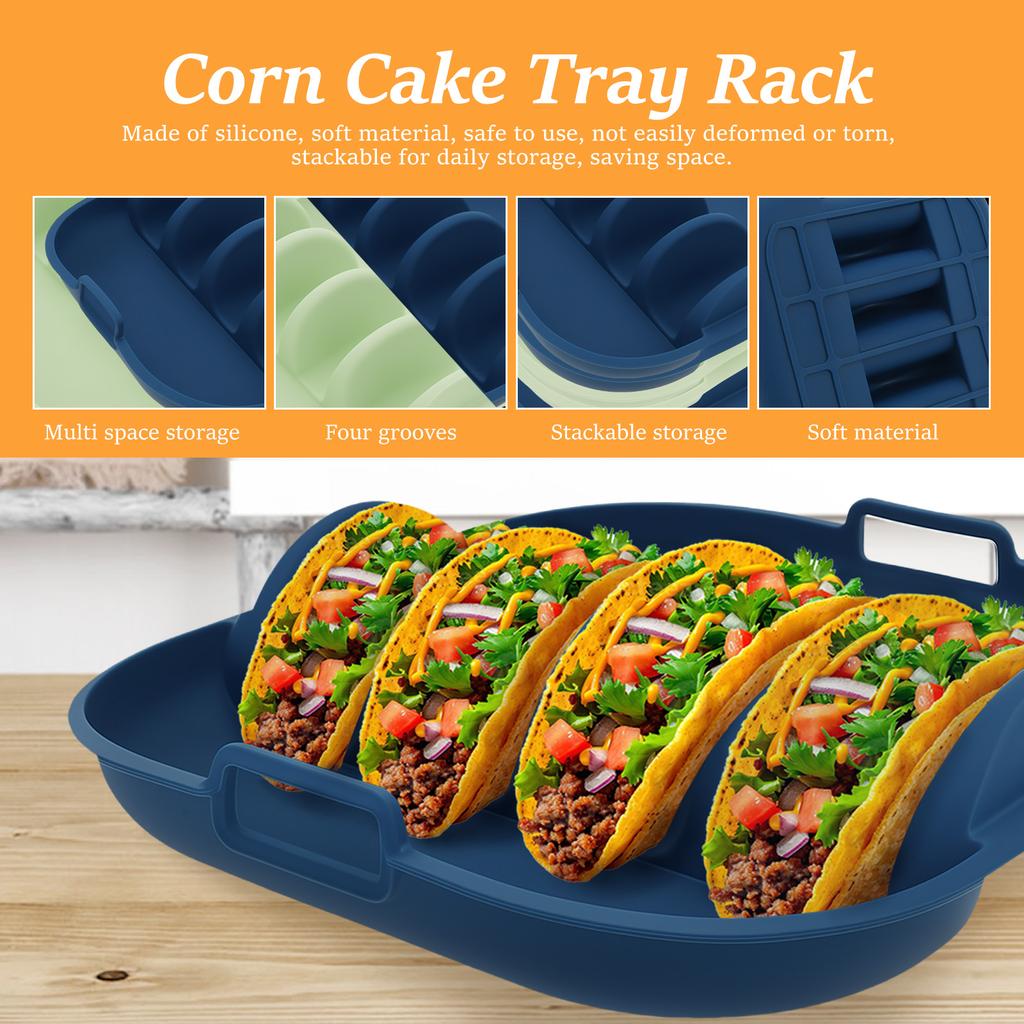2Pcs Taco Holder Mexican Pancake Rack Corn Tortilla Stand with Divider and Groove Stackable Kitchen Food Plate Tray