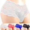 Male Plain Lace Thong Sexy Hollowing Out G-String Briefs Sissy Pouch Panties Bikini Underwear Lingerie Oversized