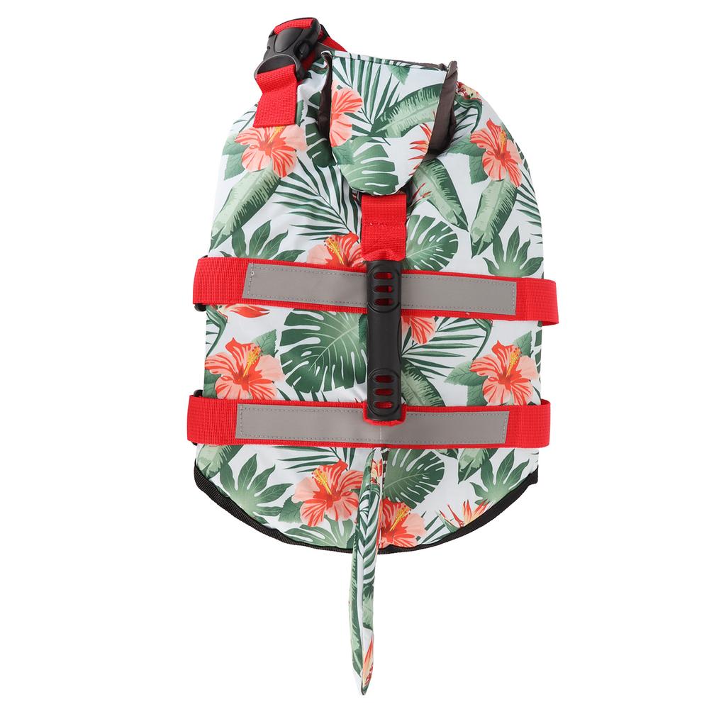 Dog Life Jacket Hawaiian Style Reflective Stripe Loop and Hook Design Superior Buoyancy Pet Life