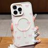 Чехол для телефона iPhone 17 16 15 14 Pro Max 13 12 11 Mini 16E 17 Air XS Max X XR С милым узором в виде розового бантика Для прозрачного чехла