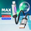 1M/2M 100W USB Type C кабель RGB изменение цвета быстрая зарядка кабель для Xiaomi Huawei Redmi OPPO OnePlus POCO кабель для передачи данных