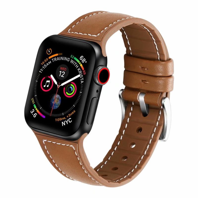 Ремешок из натуральной кожи для Apple Watch 6 Band 44 мм 40 мм iWatch Band 38 мм 42 мм силиконовый ремешок-браслет Apple Watch Serie 6 5 4 3 Se