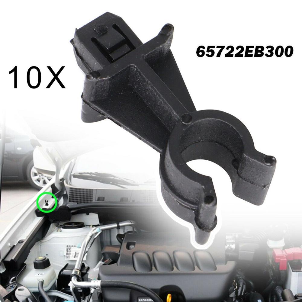 10pcs Durable Replacement Holder 65722EB300 Prod Rod Clamp Hood Bonnet Support Clip Black Retainer