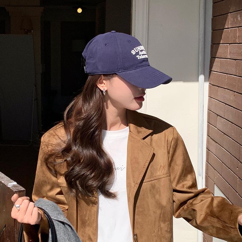 Men'S And Women'S American Retro Alphabet Baseball Caps Women'S Spring And Summer Wide-Brimmed Big Head Circumference Peaked Caps Men'S Sun Hats
