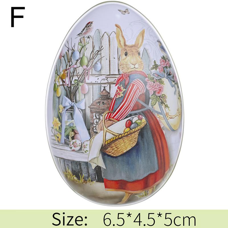 1 шт. Подарочная коробка из жести в форме яйца с изображением пасхального кролика, металлическая коробка для хранения, креативные принадлежности для вечеринок