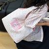 Sweet Plaid Cloth Vest Pouch Lattice Women Floral Handbag Simple Tote Bag  Summer