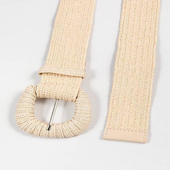 Соломенный пояс в стиле ретро, ​​богемный широкий ручной работы с пряжкой, летние женские брюки, платье, пояс, повседневное использование