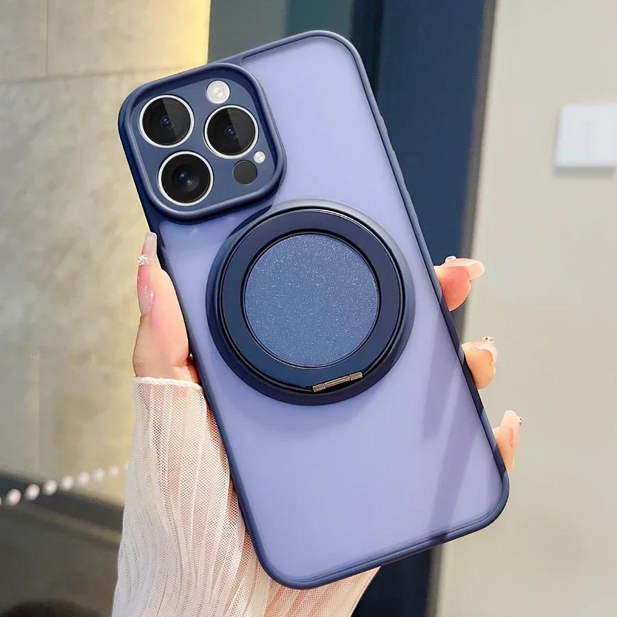 Для Magsafe Металлическое Кольцо Держатель Магнитный Чехол для iPhone 16 17 15 14 Plus 13 11 12 Pro Max Металлический Kickstand Силиконовое Покрытие Funda