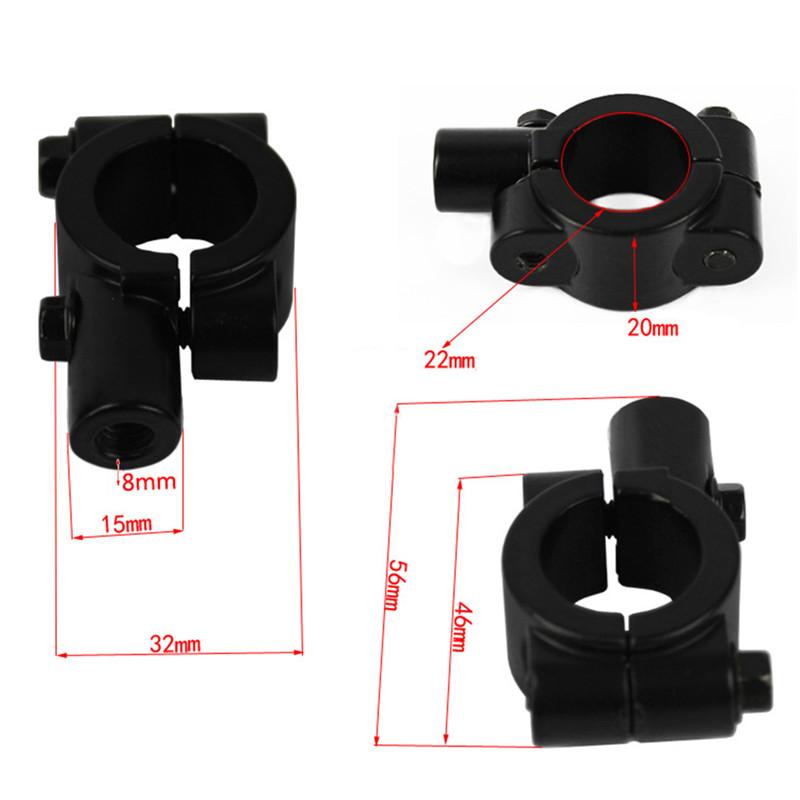 2pcs 8mm/10mm Black Aluminum Motorcycle Rear View Handlebar Mirror Mounting Bracket Adapter Clip Base Universal