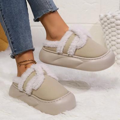 Зимние хлопковые тапочки для дома, теплая плюшевая домашняя хлопковая обувь, женские тапочки на толстой подошве 2024 года, новый стиль Ins, открытая пятка, Botas Mujer