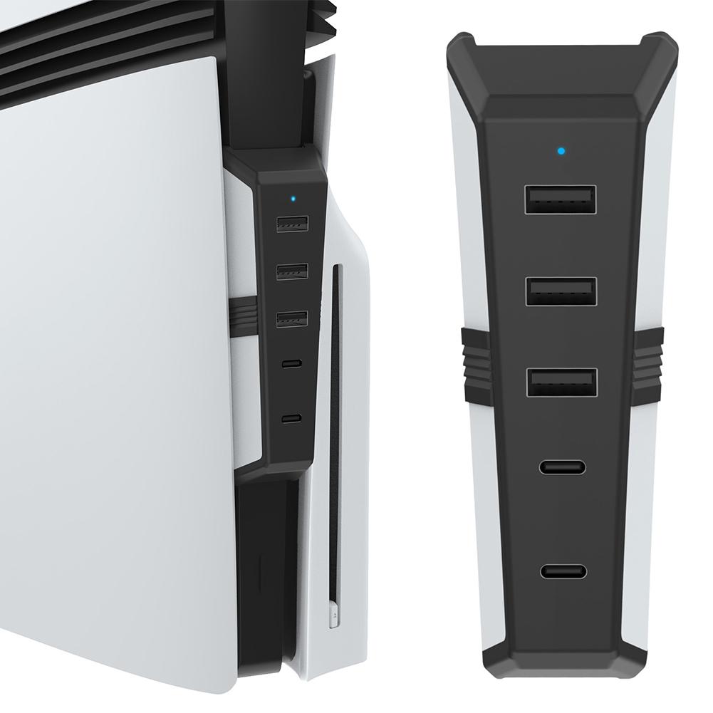 5-портовый концентратор расширения с 3x USB 2.0, 1x USB Type-C, 1x Type-C 3.1, удлинитель для передачи данных для консоли PlayStation 5 Pro