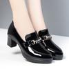 Deep Mouth High Heels Loafers Women 2025 Autumn Patent Leather Chunky Platform Pumps Woman Slip On Black Office Shoes Mary Janes