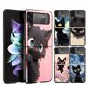 Аниме Милый Черный Кот Мяу Чехол для Телефона Для Samsung Galaxy Z Flip 7 6 5 4 3 5G Flip7 Flip6 Flip5 Flip4 Flip3 Черный Fundas She