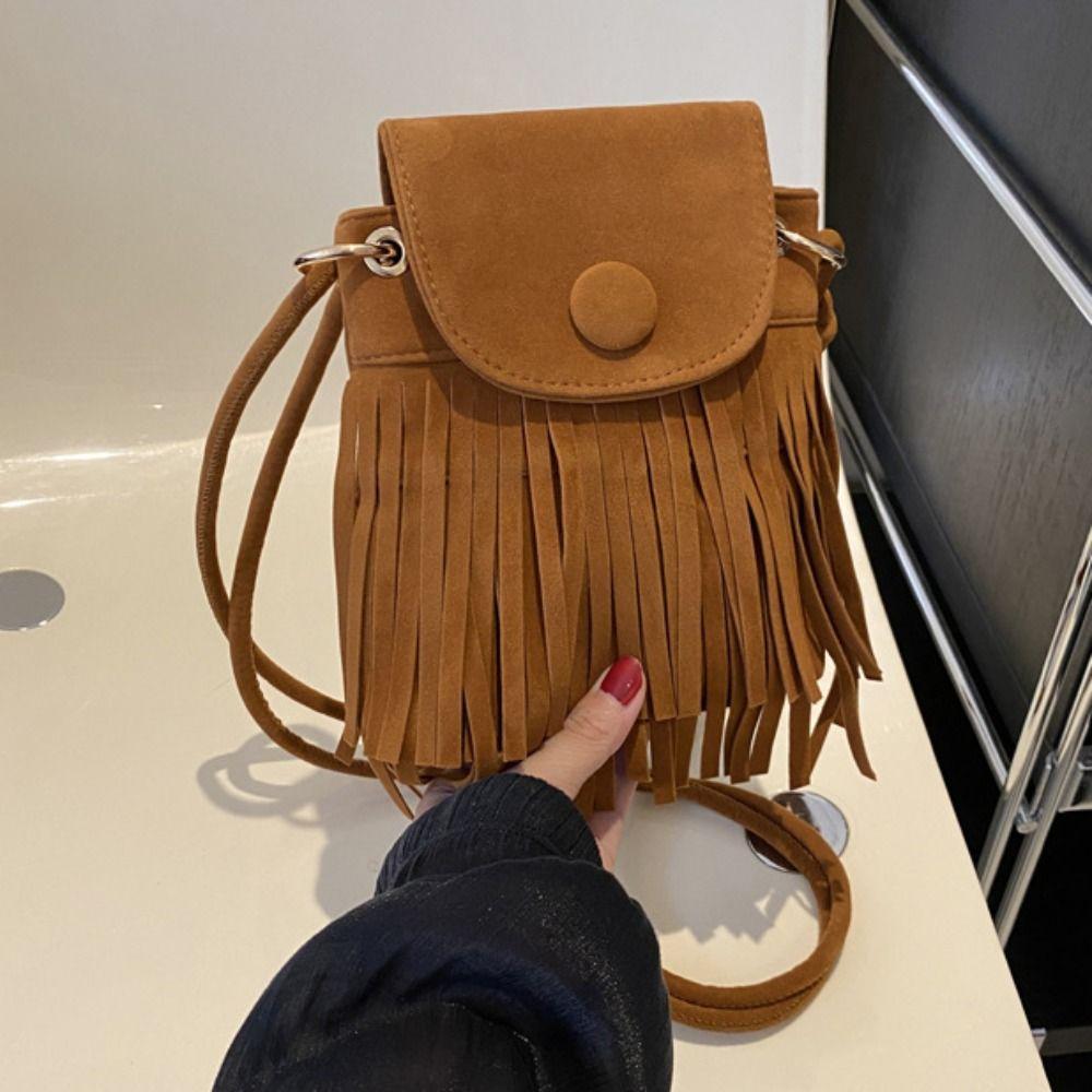Ретро Богемная Сумка Кроссбоди с Бахромой Нейлоновая Сумка на Плечо с Кисточками Богемная Сумка на Плечо Сумка Мессенджер