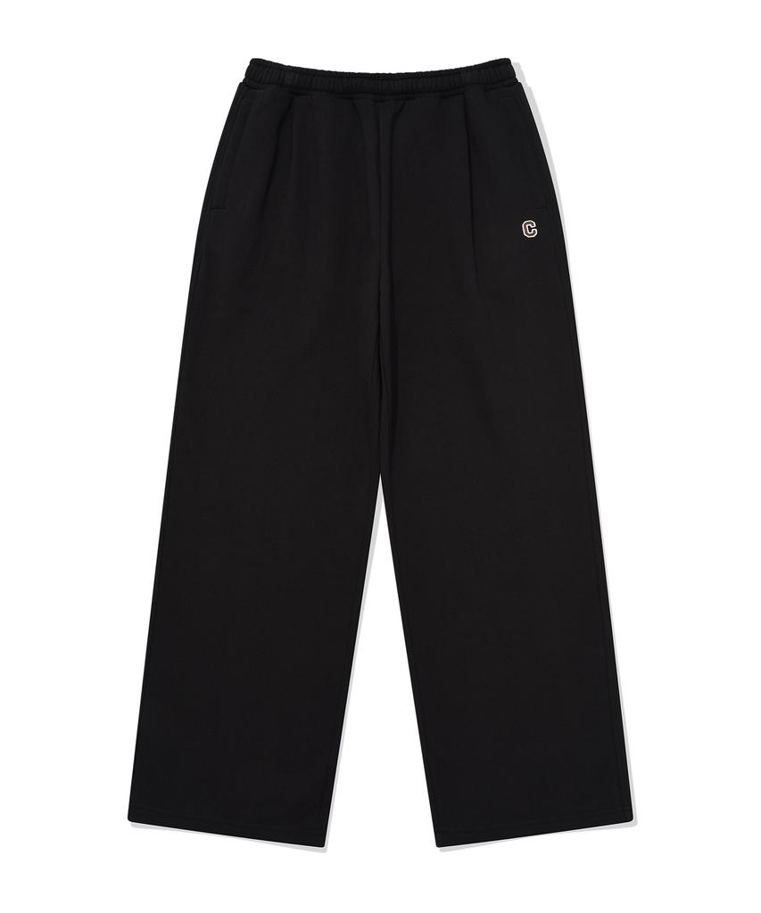 COVERNAT One-Pleat Semi-Wide Fit Fleece-Lined Sweatpants Black