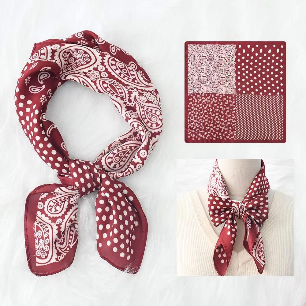 Lightweight Square Neckerchief 70x70cm Purse Scarf Versatile Headscarf for Women