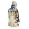 Unisex Casual And Fashionable Plush Collar Hooded Long Sleeved Floral Gradient Printing Jacket