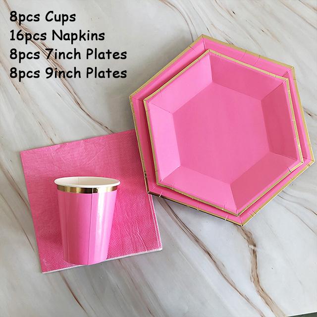 40 шт./лот одноразовая посуда набор золотых вечерние однотонные бумажные стаканчики тарелки день рождения детский душ карнавал свадьба декор принадлежности