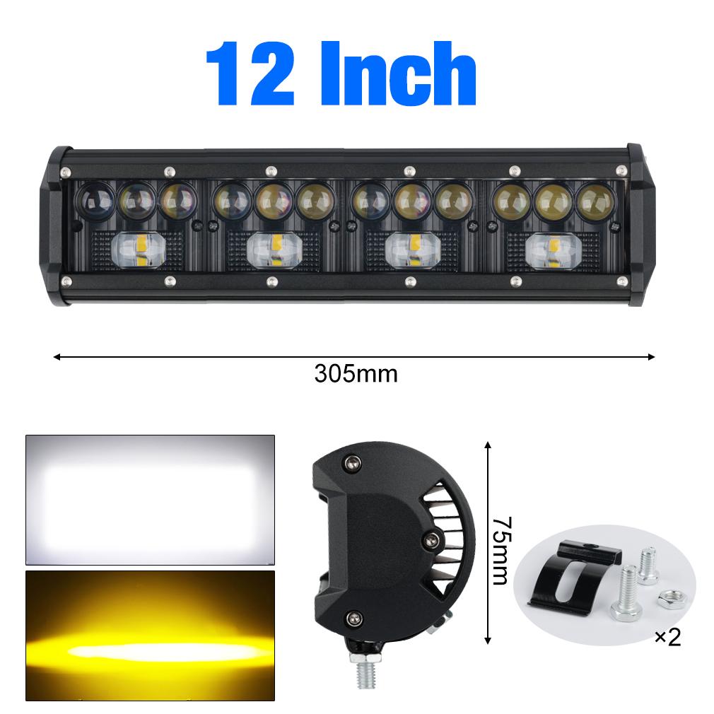 1 шт. двухцветный автомобильный светодиодный светильник для бездорожья 4x4, прожектор, противотуманная фара, 12 В, 24 В, фара для грузовика, фермы, трактора, лодки, внедорожника, квадроцикла, световая полоса/рабочий свет, белый и желтый