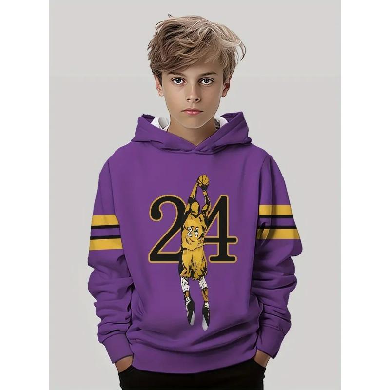 Autumn 3D Ball Games Printed Hoodies Fashionable Casual Sports Long Sleeved Children's Boy Hooded Sweatshirts