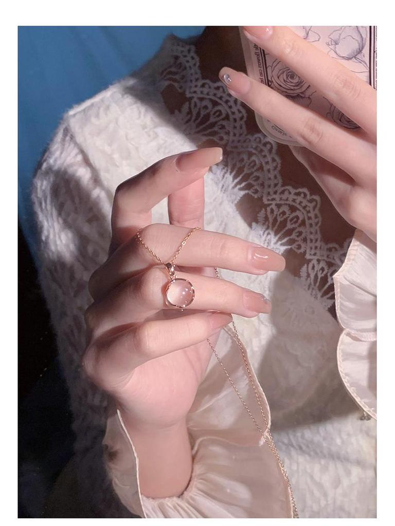 Ожерелье из белого халцедона с серебряным покрытием 925 пробы и кулоном из розового кристалла — роскошная высококачественная цепочка на ключицу для женщин