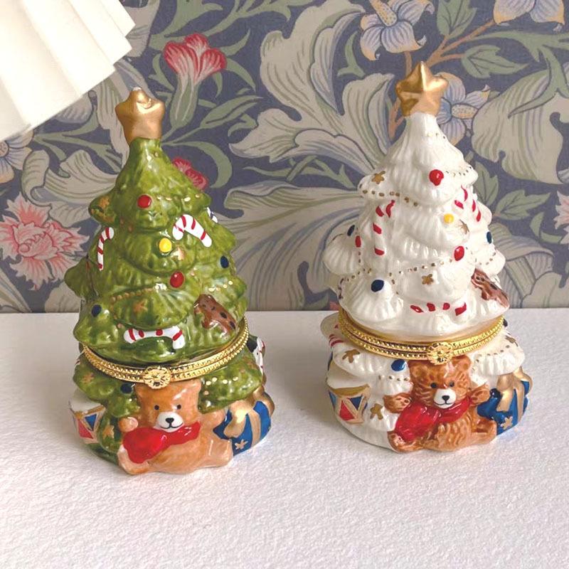 Ceramic Jewelry Box Christmas Tree Bear Scented Candle Home Decor Christmas Gift
