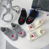 Носки-лодочки Fashion MD Love Heel с вышивкой - черные, белые и серые короткие хлопковые носки-трубы для мужчин и женщин
