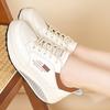 Женские кроссовки с увеличением роста Белые кожаные на платформе Повседневные Простые Толстая подошва Обувь для студентов