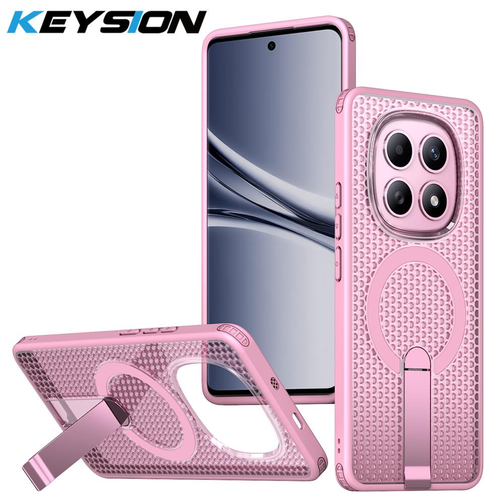 KEYSION Полый чехол с теплоотводом для Redmi Note 15 Pro+ 5G 15 Pro 4G, Магнитное охлаждение, Скрытая подставка, Ударопрочная задняя крышка телефона