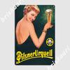 Пиво Pilsner Urquell Металлическая табличка Постер Винтажная настенная роспись Постер для кухни Жестяная табличка Постеры