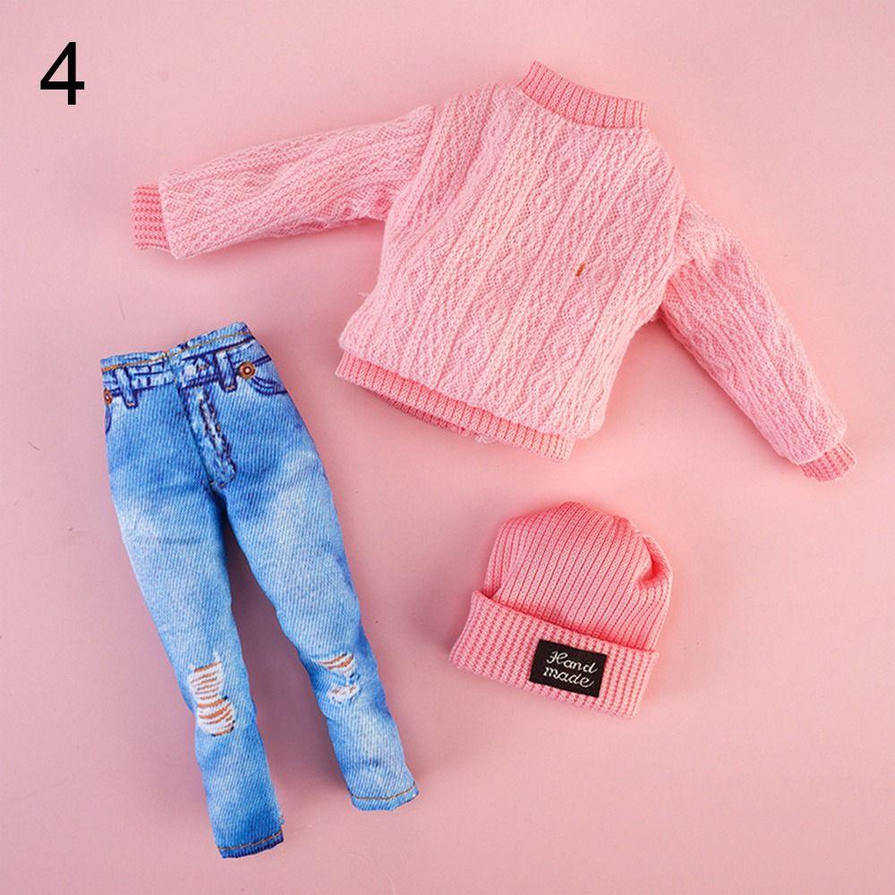 1 Set Fashion DIY Kids Gift Toy Casual Wear Hats Dolls Pants Girl Clothes Winter Wear Sweaters