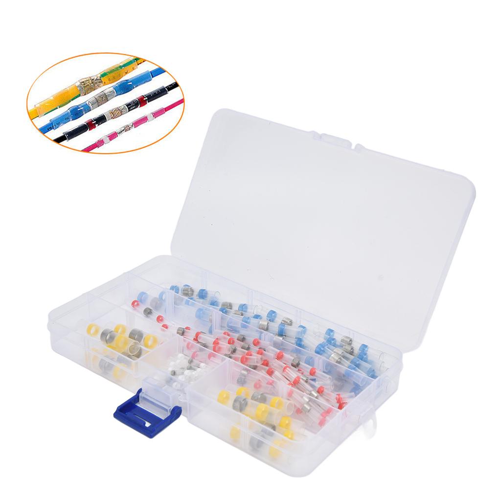 100 шт. комплект термоусадочных стыковых соединителей с припоем, изолированные водонепроницаемые клеммы для электрических проводов