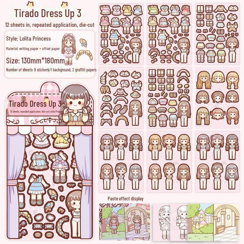 Милые наклейки для дневника маленькой девочки Tiraduo - темы повседневной одежды и соусов