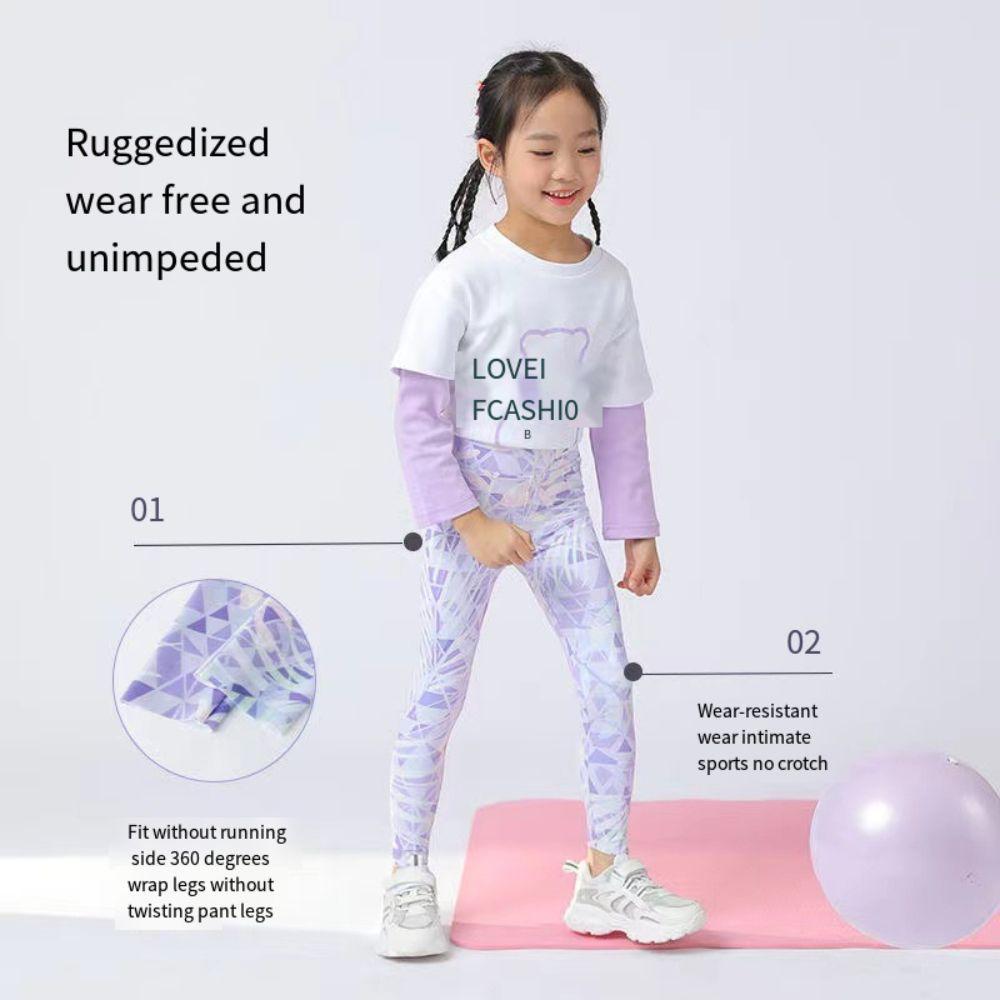 High Rise Girls' Athletic Leggings Quick Drying Running Active Tights Summer