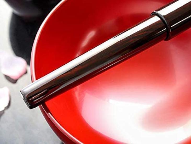 WANCHER Fountain Pen World Fountain Pen Aizu Lacquer Ebony Ebony Natural Wood Japanese Traditional Craft Lacquered Fountain Pen (M Medium)