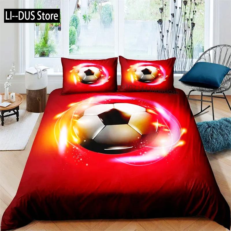 Football Duvet Cover Sports Theme Ball Games Bedding Set Kids Basketball Hockey Comforter Cover Twin for Boys Girls Room Decor