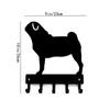 1pc Pug Dog Key Hooks & Keychain Holder - 6 Inch/9 Inch Wide Metal Wall Art for Wall-Mounted Keys