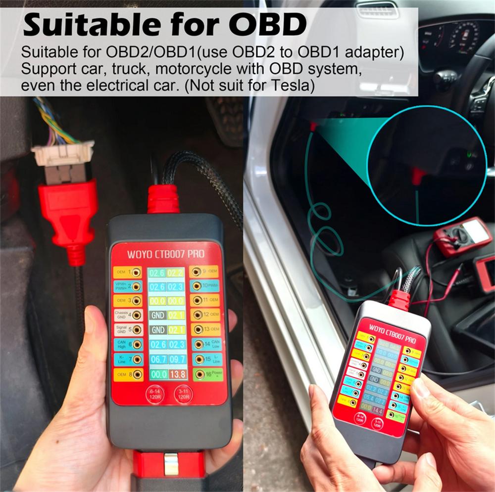 WOYO CTB007PRO OBD2 Универсальный пусковой блок Цифровой дисплей Диагностический адаптер с удлинительным кабелем 70 см