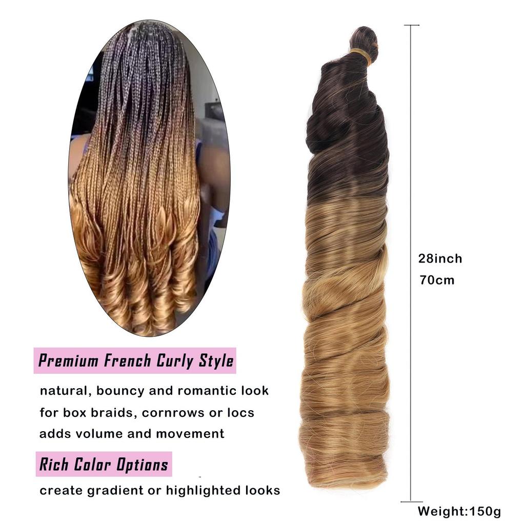 28Inch French Curly Crochet Hair Synthetic Loose Wavy Braiding Hair Bohemian French Curl Braids Extensions