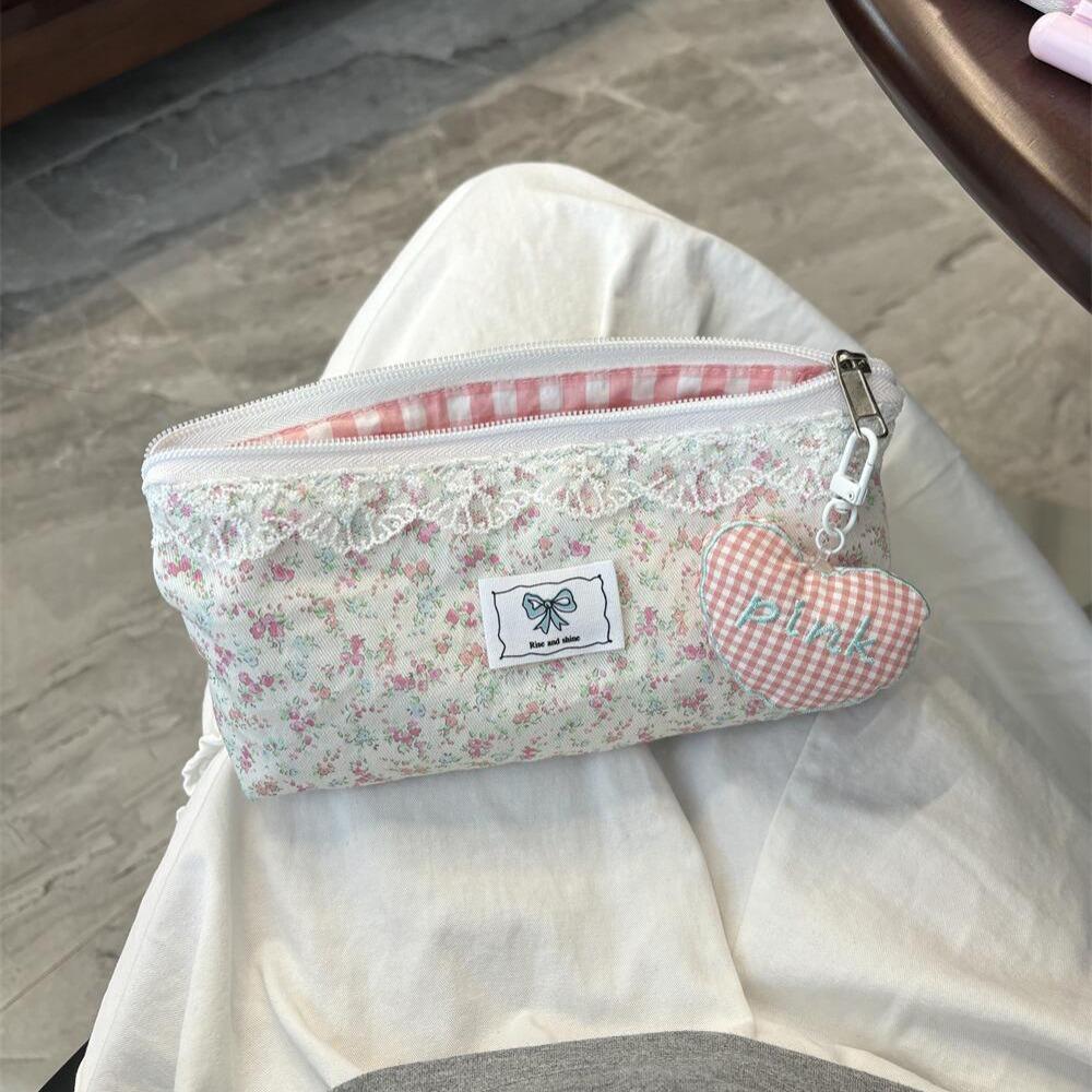 Lace Floral Design Pencil Case Large Capacity Stationery Organizer Fresh Pen Bag Gift