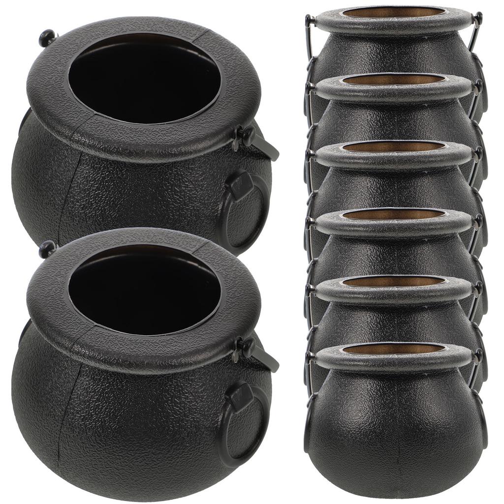 8 pcs Witch Candy Jar Plastic Halloween Cauldron Party Decoration Storage Container For Candy Snacks Props Accessory