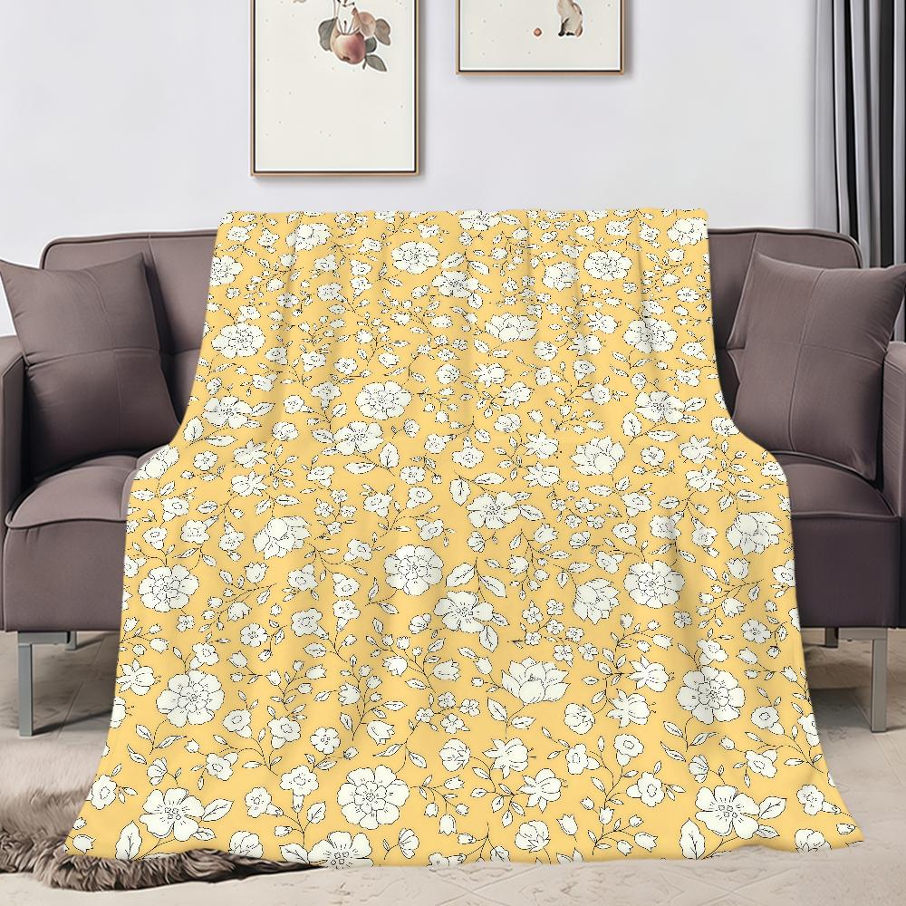 Yellow Floral Cute Fashion Pattern Flannel Soft Warm Plush Blanket For Sofa Living Room Pet Hogar Bedroom Gift Home Car Portable
