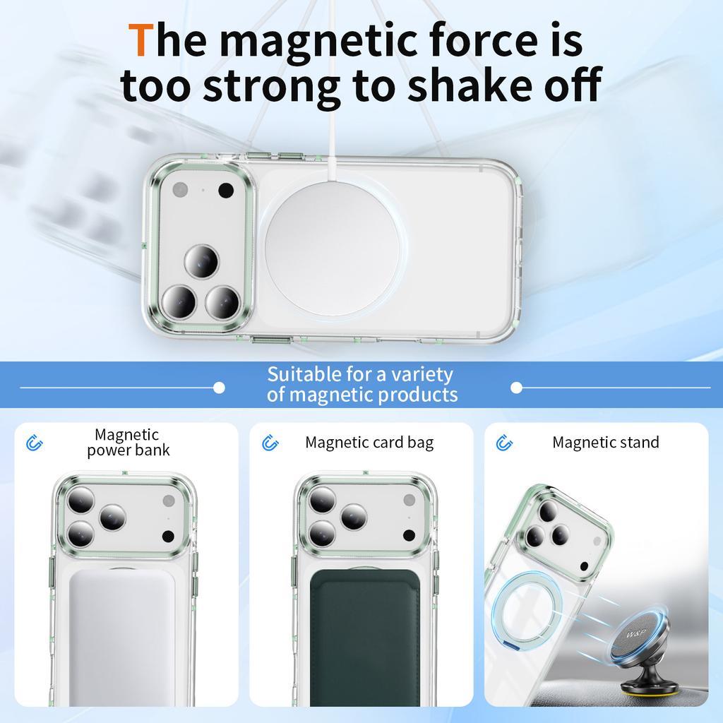 For iPhone 17 Pro Max Case Compatible with MagSafe Rotating Kickstand Shockproof TPU PC Acrylic Clear Phone Back Cover