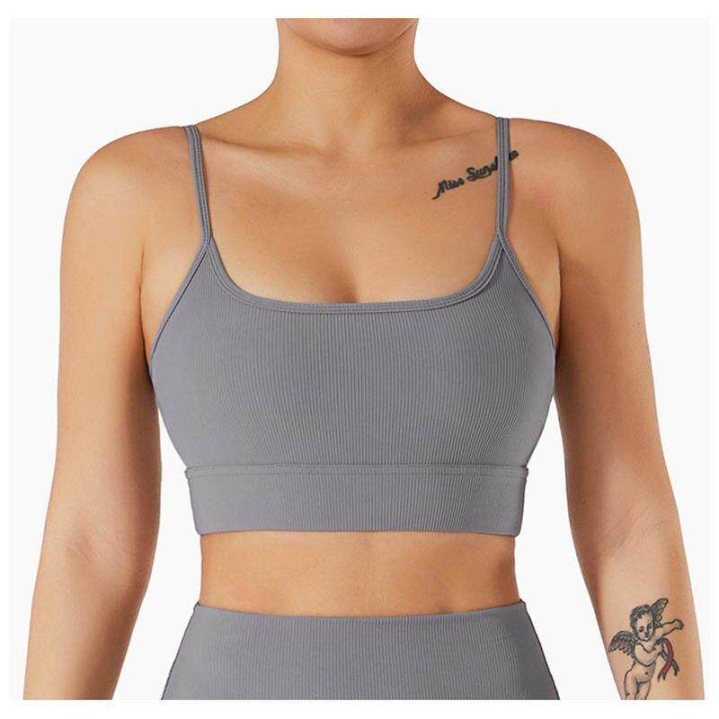European and American Sexy Minimalism Intimates Gather Shockproof Yoga Clothes with Chest Pad Fitness Vest Short Dancing Bra