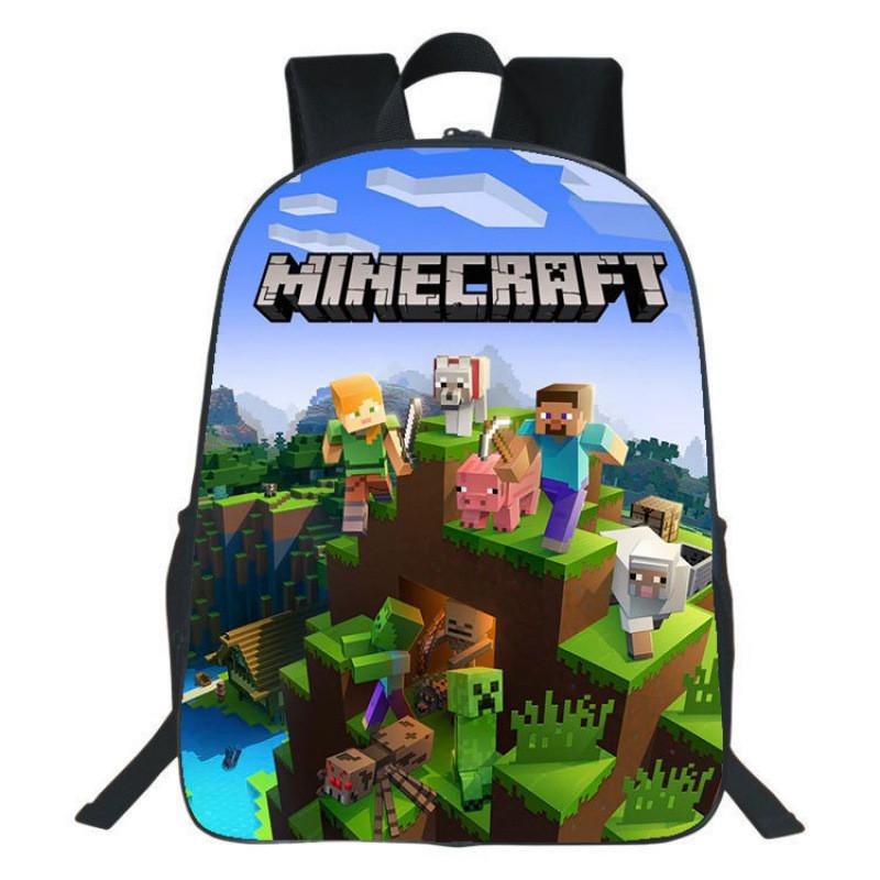 Рюкзак Minecraft для детей с принтом, нейлоновый школьный рюкзак с мягкими лямками для учеников начальной школы