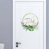 Green Plant Toilet Door Sticker Golden Letter Removable Self-adhesive Waterproof PVC Bathroom Decoration Decal Home Supplies