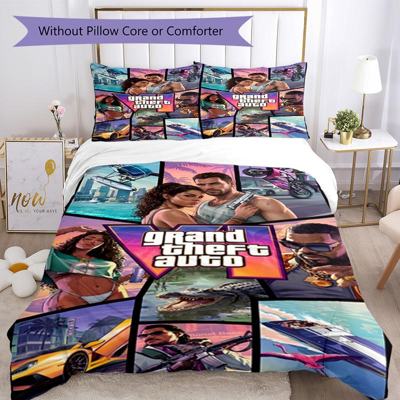 Grand Theft Auto Quilt Cover Set Perfect for Bedrooms Machine Washable Perfect Gift for Friends Family
