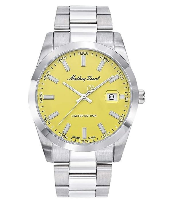 Mathey-Tissot Mathy Sunray Limited Edition Stainless Steel Yellow Dial Quartz H451J Men's Watch