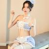 New Sexy Underwear Female Sexy Blue Grid Maid Maid Dress Slave Uniform Temptation Passion Clothes Set Hair